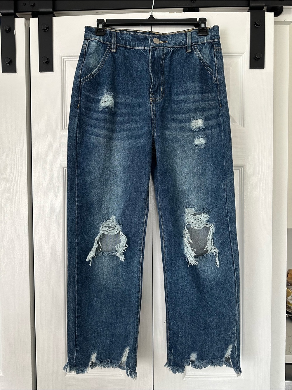 Blue Age Distressed Boyfriend Jeans Size 5 – Ripped Raw Hem Denim